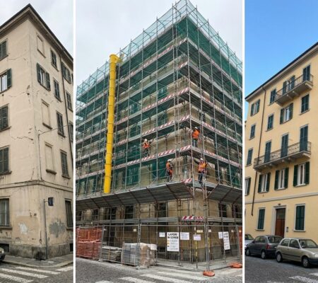 Impresa edile Ediltasc rifacimento facciata esterna con isolamento termico e finiture di pregio nel Lazio