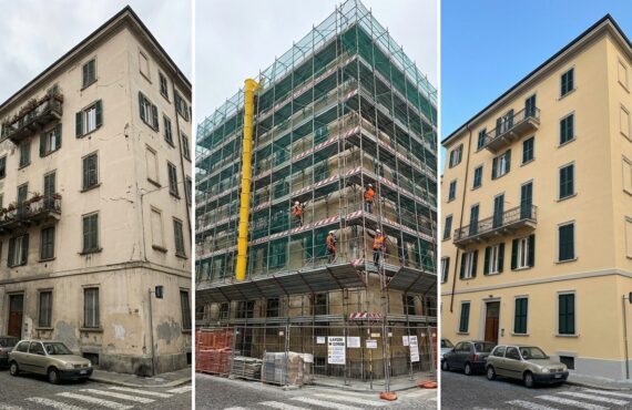 Impresa edile Ediltasc rifacimento facciata esterna con isolamento termico e finiture di pregio nel Lazio