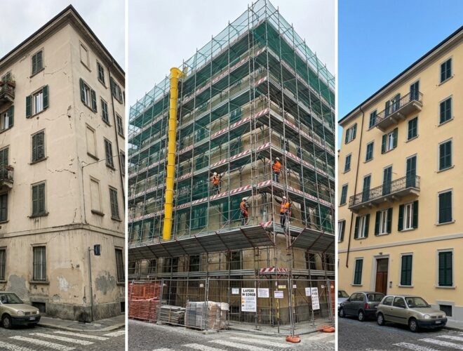 Impresa edile Ediltasc rifacimento facciata esterna con isolamento termico e finiture di pregio nel Lazio