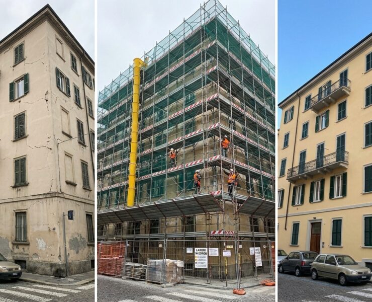 Impresa edile Ediltasc rifacimento facciata esterna con isolamento termico e finiture di pregio nel Lazio